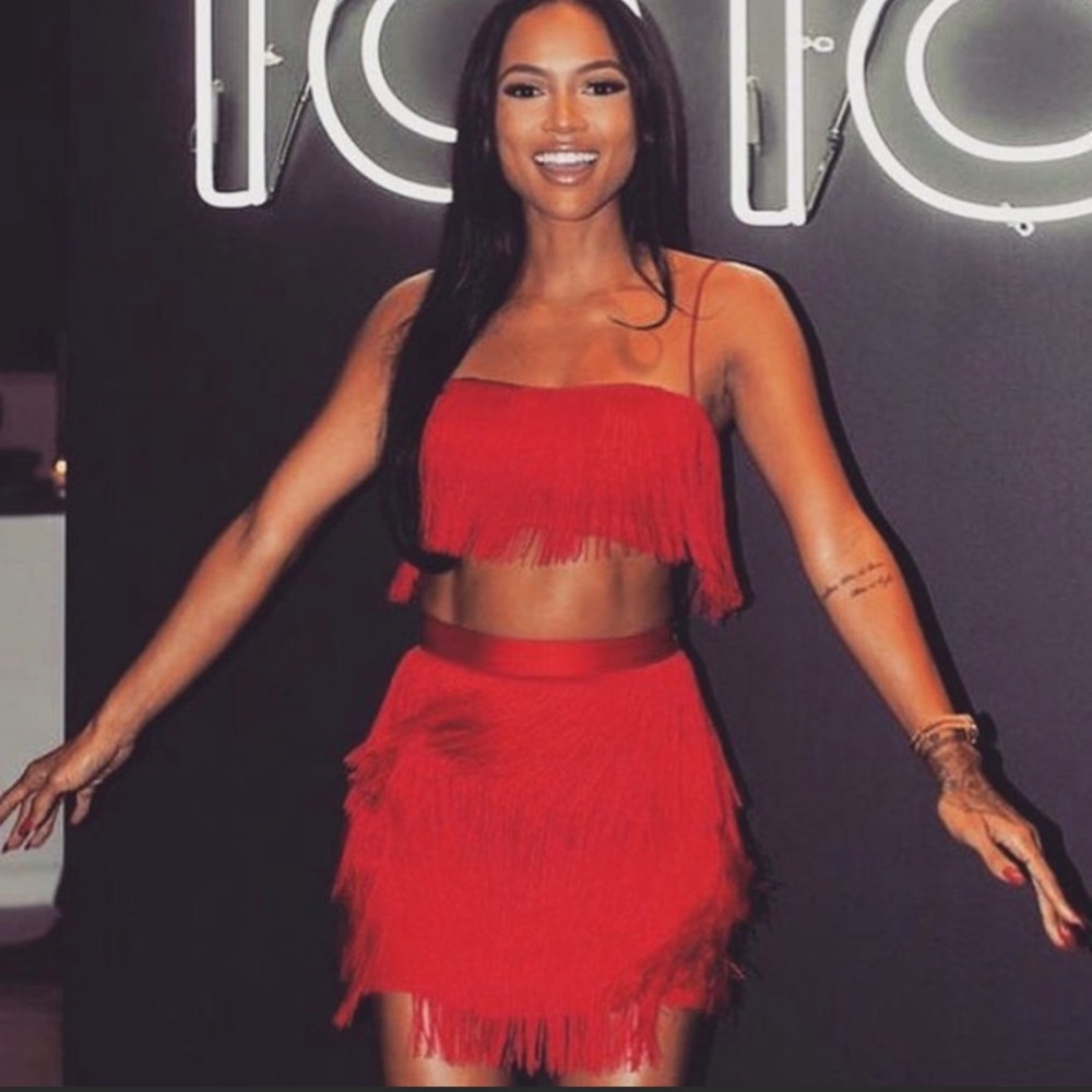 NWT Red Meshki Fringe Set